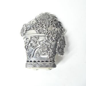 Brighton Flower Pot Garden Nightlight Cover Silvertone Metal